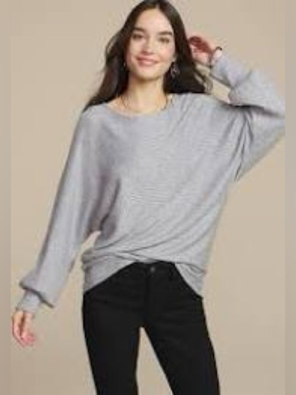 24/7 Maurices XL Dakota ribbed dolman metallic Light Gray long sleeve top NWT